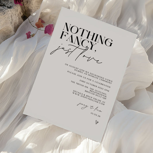 Nothing Fancy, Just Love Reception Invitation