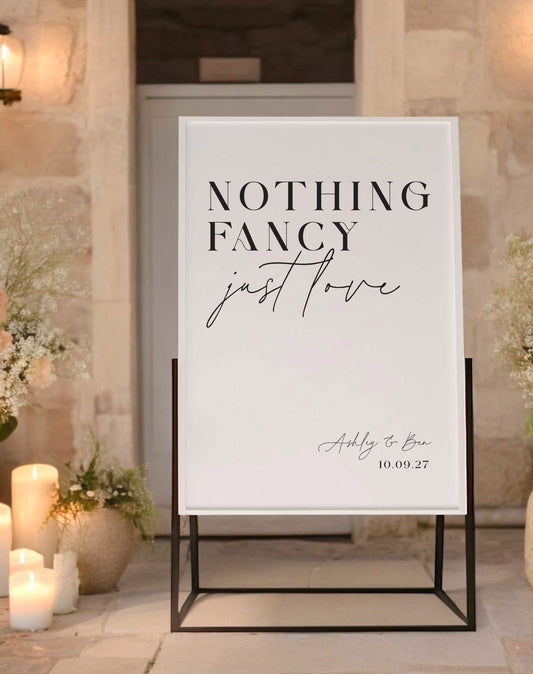 Nothing Fancy, Just Love Sign - Ivy and Gold Wedding Stationery