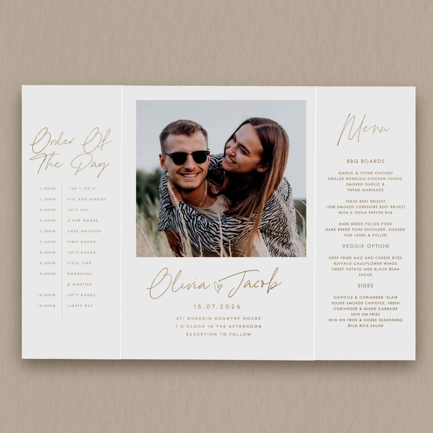 Olivia Gatefold Invitation  Ivy and Gold Wedding Stationery   