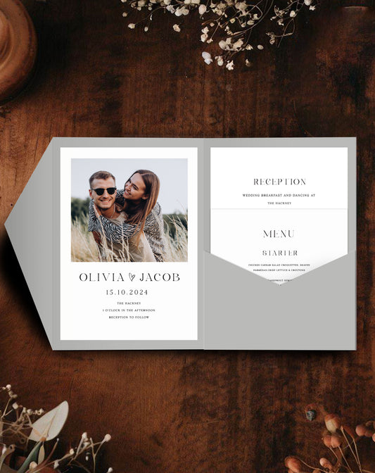 Olivia | Polaroid Pocketfold Invitation - Ivy and Gold Wedding Stationery