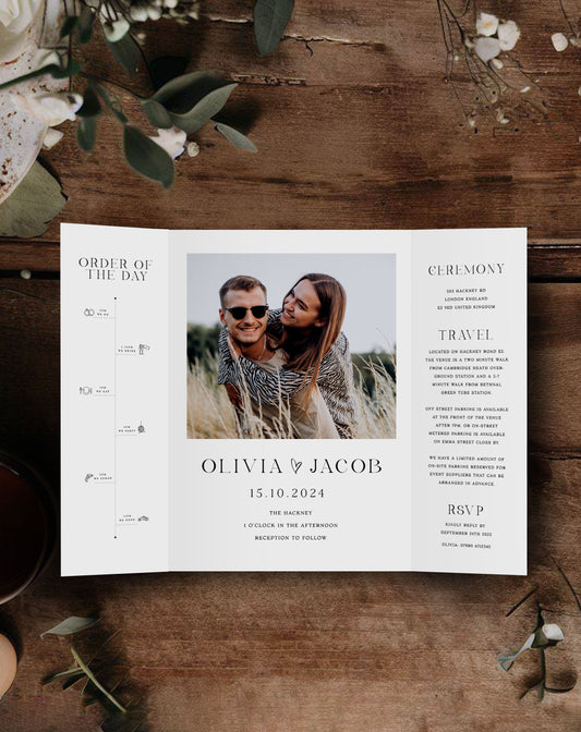 Olivia | Photo Gatefold Invitation - Ivy and Gold Wedding Stationery