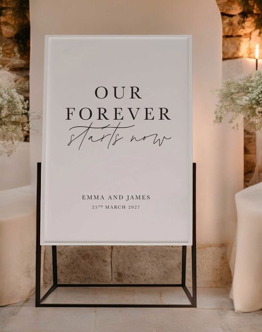 Our Forever Starts Now Sign - Ivy and Gold Wedding Stationery