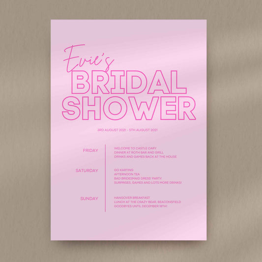 Bridal Shower Itinerary