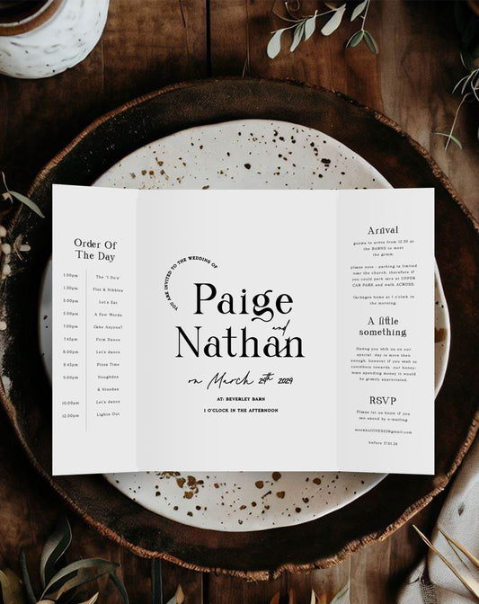 Paige Bold Gatefold Invitation - Ivy and Gold Wedding Stationery
