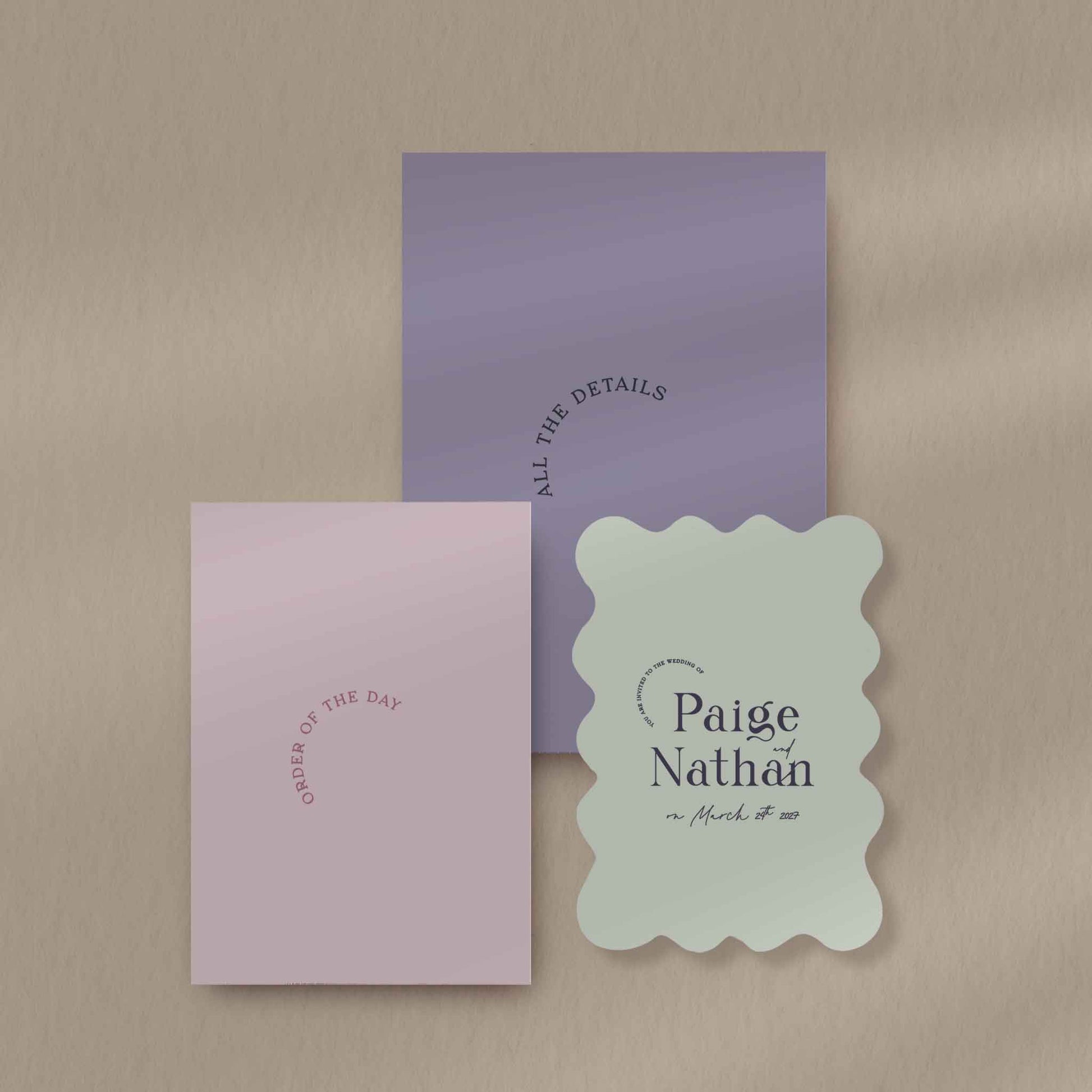 Paige Invitation Set  Ivy and Gold Wedding Stationery   