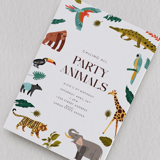 Safari Animals On A Birthday Party Invitation