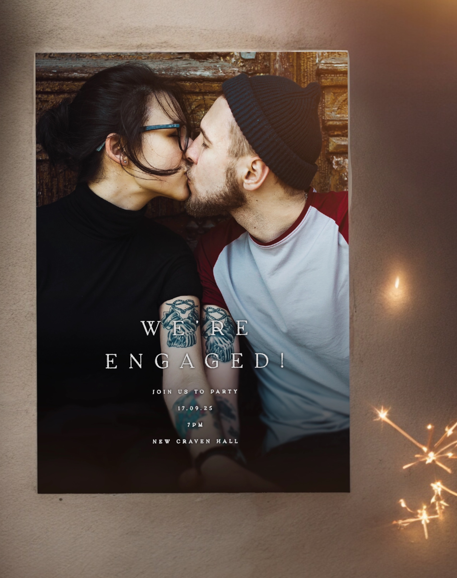 Photo Engagement Invitation - Ivy and Gold Wedding Stationery