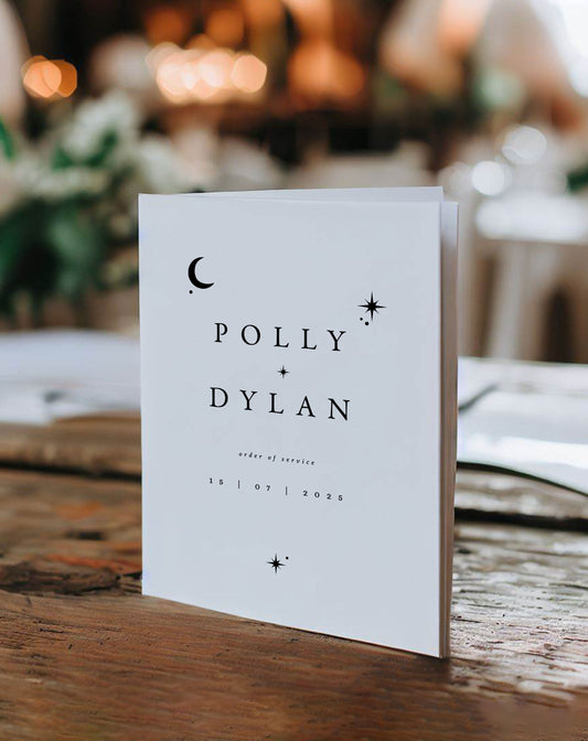 Polly | Boho Celestial Order Of Service - Ivy and Gold Wedding Stationery