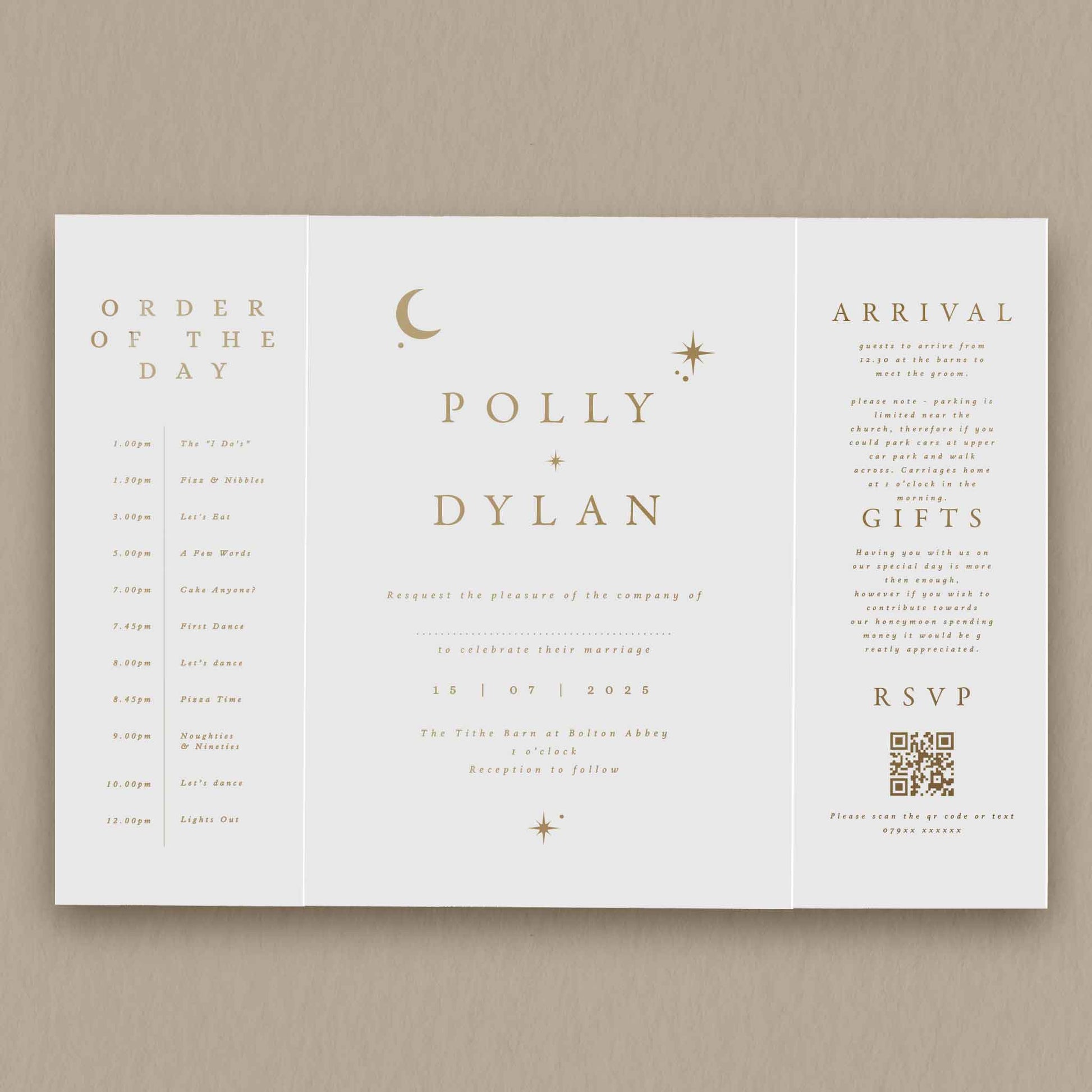 Polly Gatefold Invitation  Ivy and Gold Wedding Stationery   