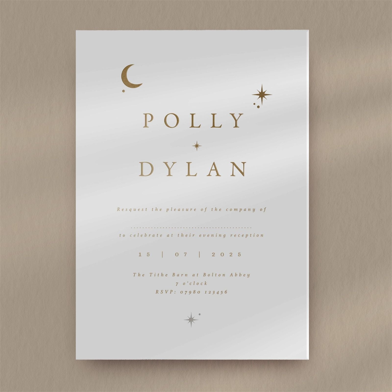 Polly Evening Invitation - Ivy and Gold Wedding Stationery