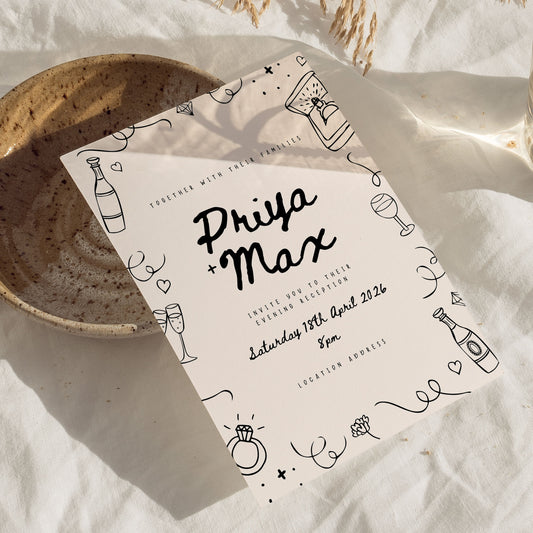 Priya Hand Drawn Wedding Invitations