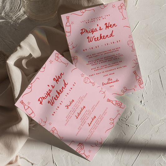 Priya Doodle Hen Itinerary & Invitation Digital Template