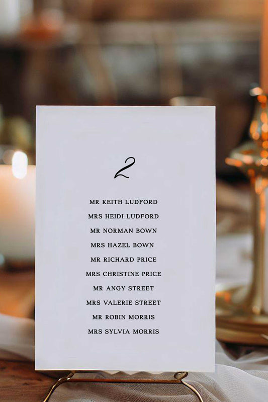 Quinn | Traditional Seating Plan Card - Ivy and Gold Wedding Stationery
