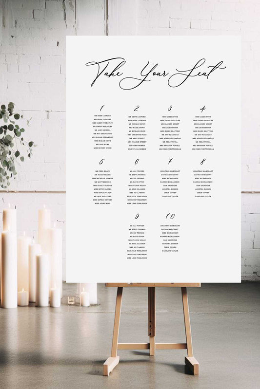 Quinn | Traditional Seating Plan - Ivy and Gold Wedding Stationery