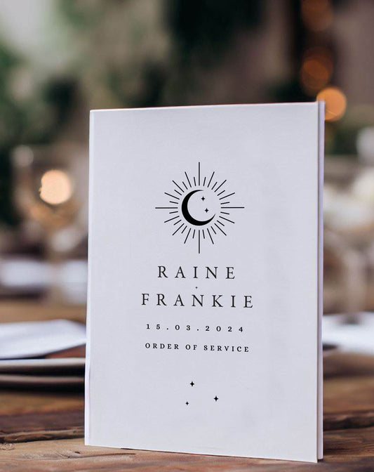 Raine | Moon Order Of Service - Ivy and Gold Wedding Stationery