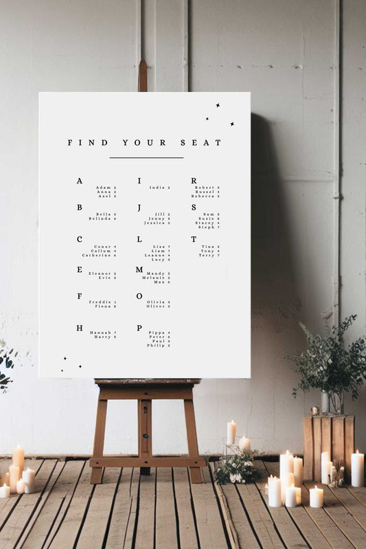 Raine | Moon Seating Plan - Ivy and Gold Wedding Stationery