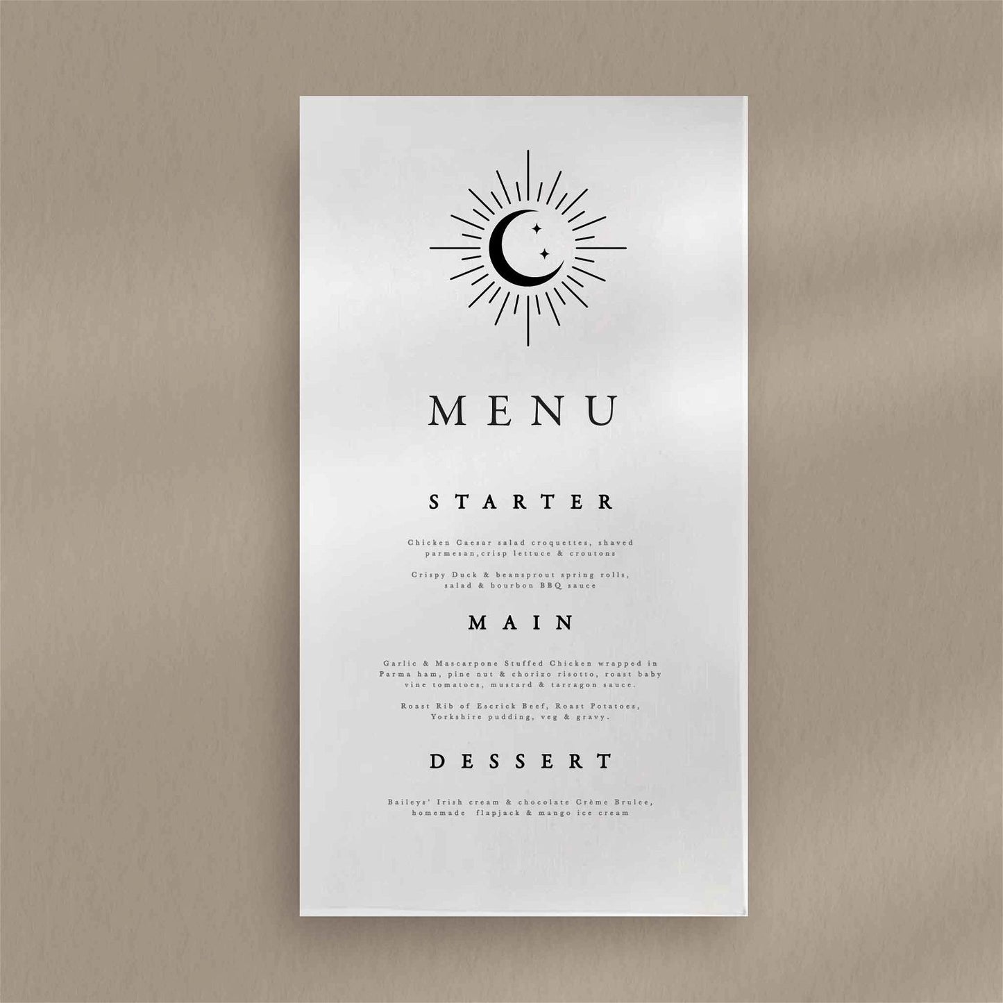 Raine Menu - Ivy and Gold Wedding Stationery