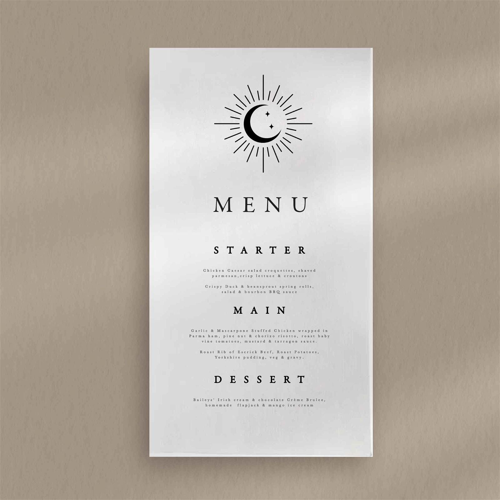 Raine Menu - Ivy and Gold Wedding Stationery