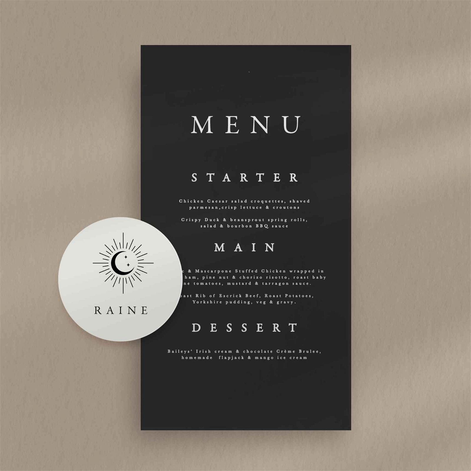 Raine Menu - Ivy and Gold Wedding Stationery