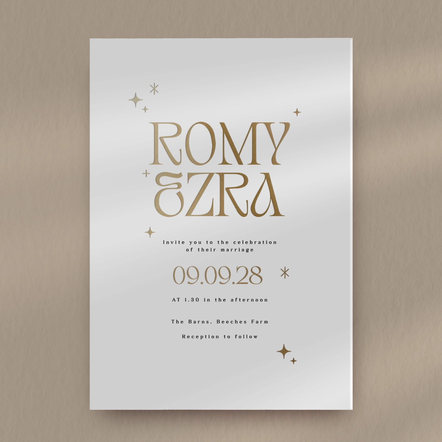 Day Invitation Sample  Ivy and Gold Wedding Stationery Romy  
