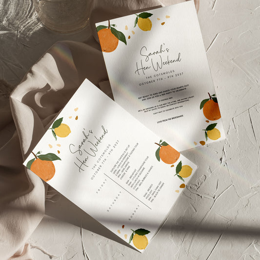 Lemon Hen Itinerary Digital Template