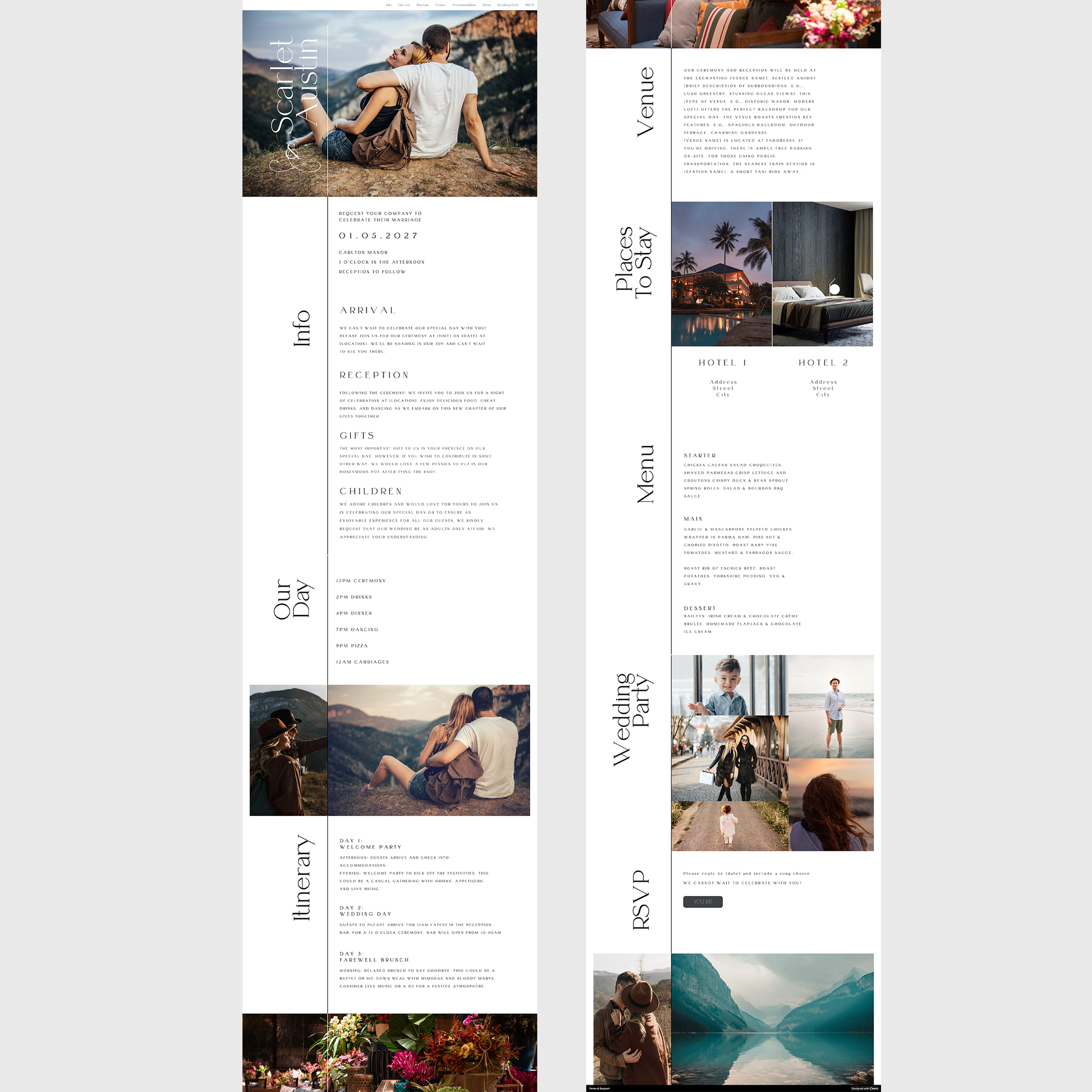Scarlet Wedding Website Template - Ivy and Gold Wedding Stationery