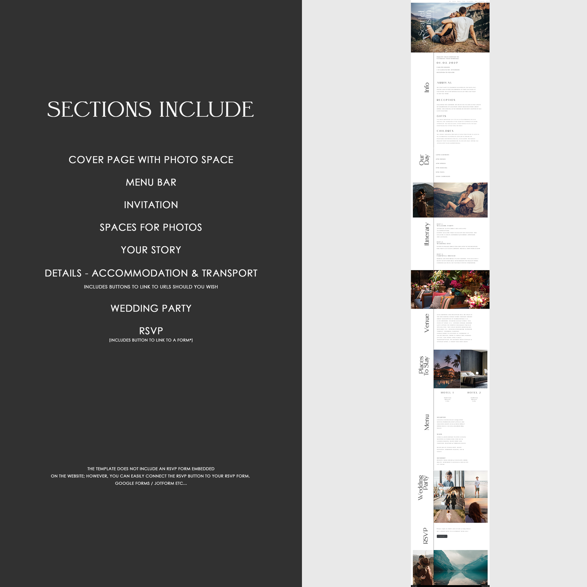 Scarlet Wedding Website Template - Ivy and Gold Wedding Stationery