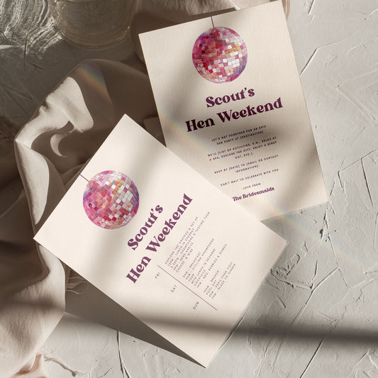 Scout Disco Hen Itinerary Digital Template