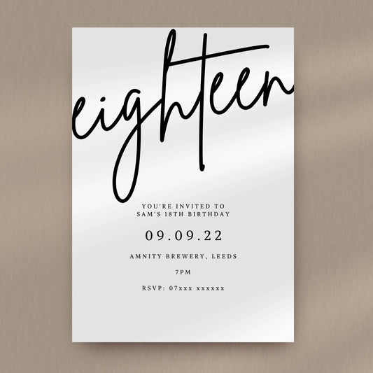 Calligraphy Simple Birthday Party Invitation