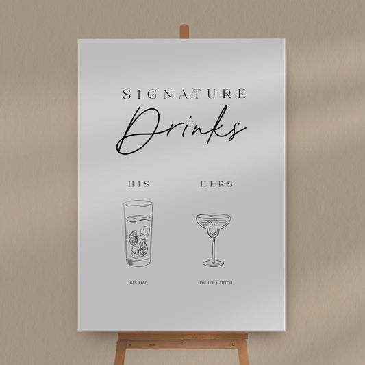 His & Hers Signature Drinks Sign