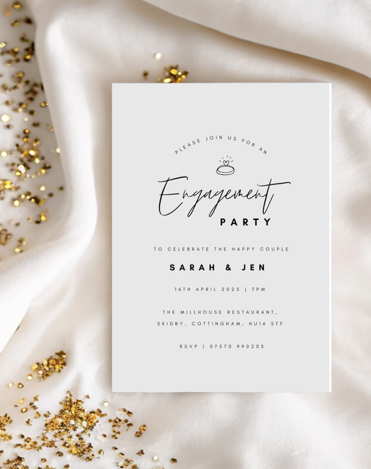 Simple Digital Engagement Party Invitation - Ivy and Gold Wedding Stationery