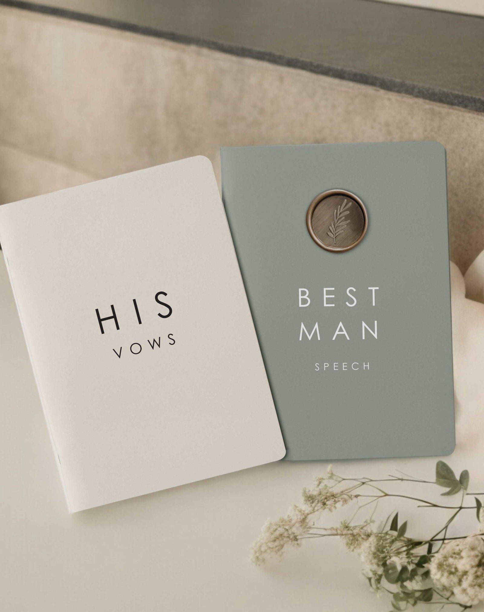 Simple Vow & Speech Books - Ivy and Gold Wedding Stationery