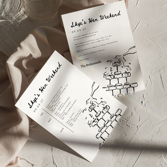Skye Champagne Invitation & Itinerary Digital Template Set