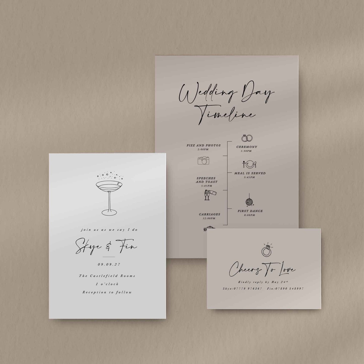 Skye Invitation Set  Ivy and Gold Wedding Stationery   