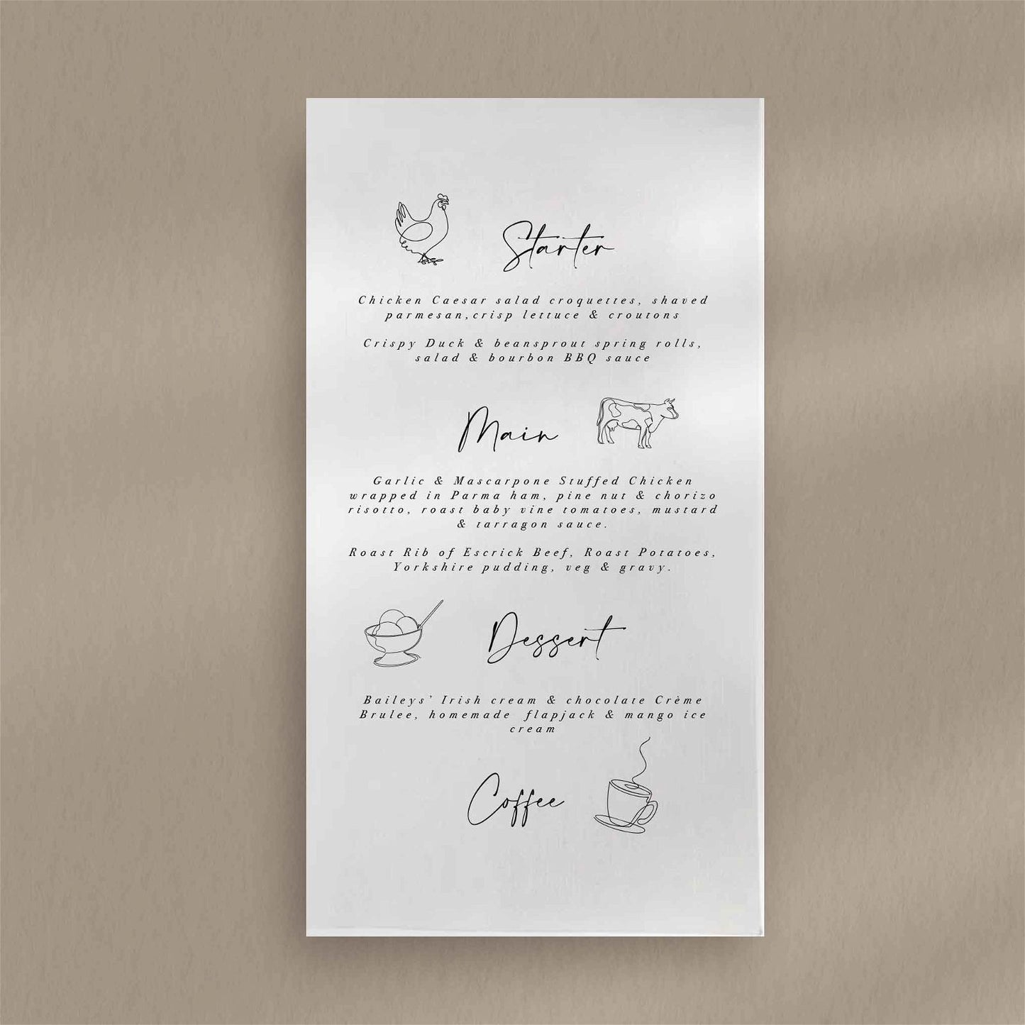 Skye Menu - Ivy and Gold Wedding Stationery