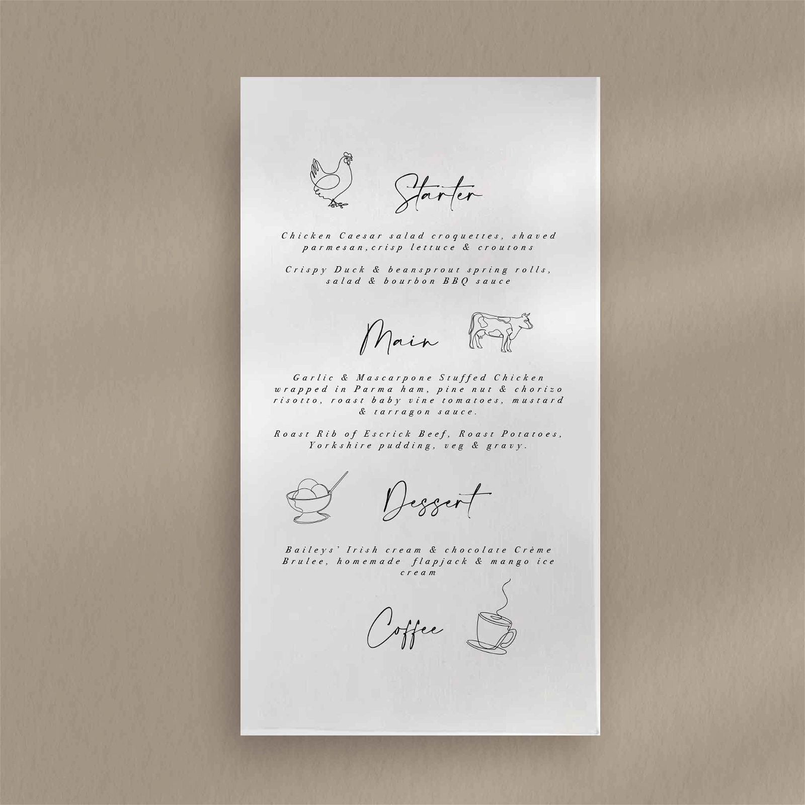 Skye Menu - Ivy and Gold Wedding Stationery