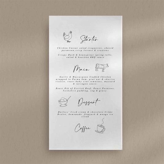 Skye Menu - Ivy and Gold Wedding Stationery