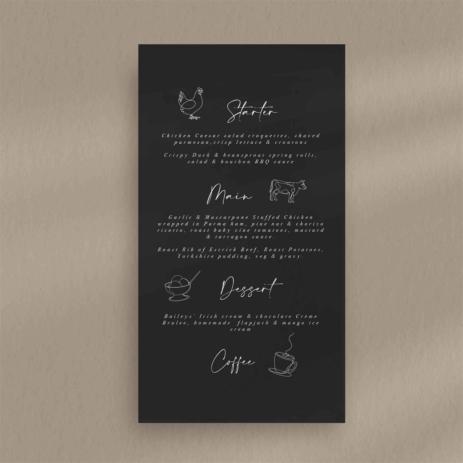 Skye Menu - Ivy and Gold Wedding Stationery