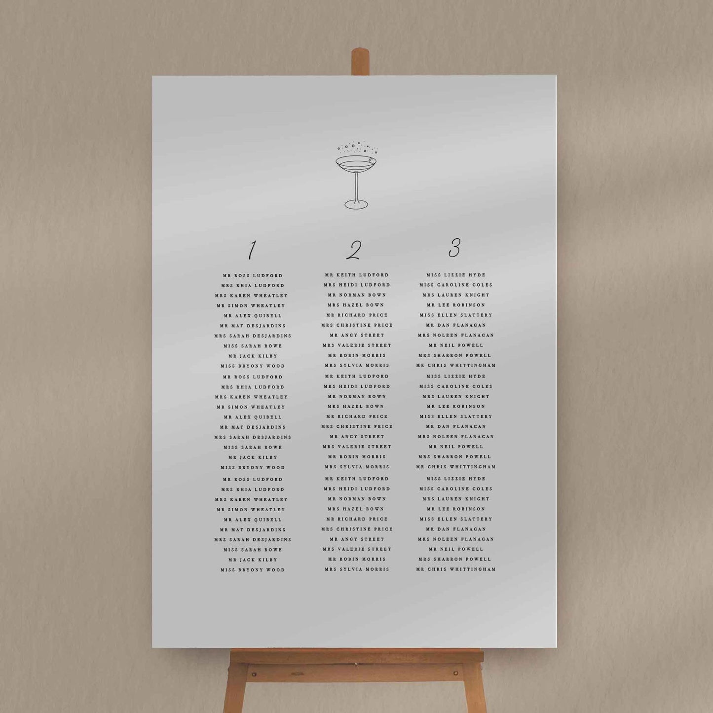 Skye | Champagne Seating Plan - Ivy and Gold Wedding Stationery