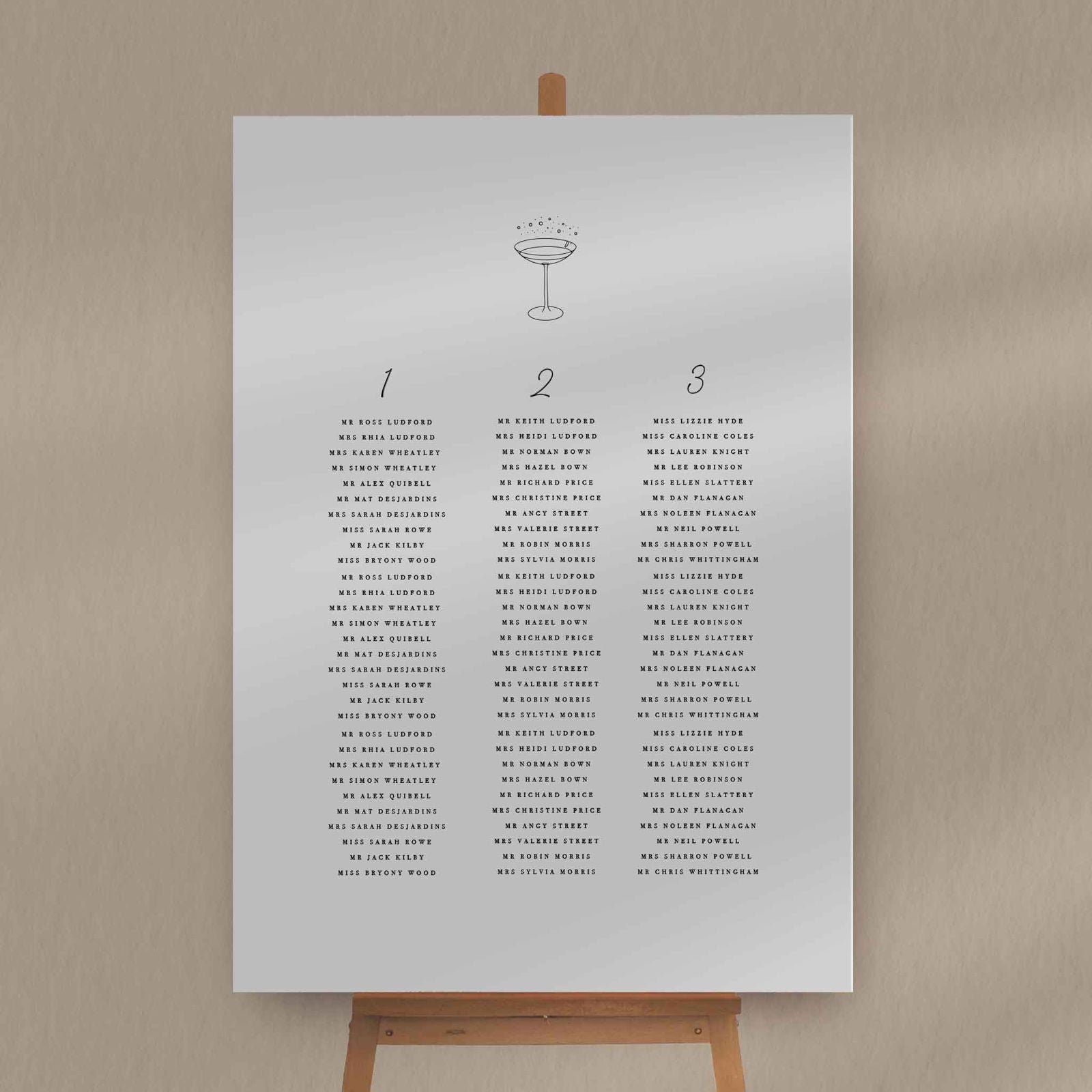 Skye | Champagne Seating Plan - Ivy and Gold Wedding Stationery