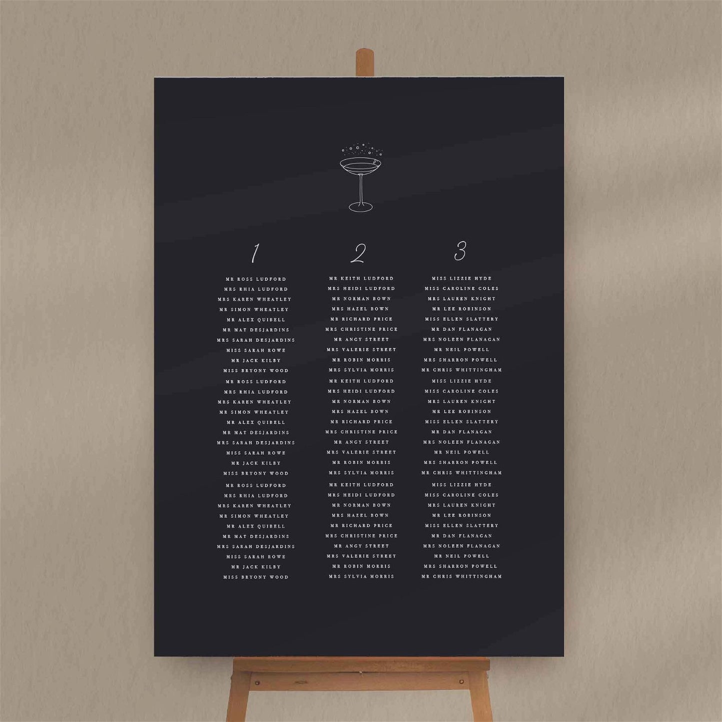 Skye | Champagne Seating Plan - Ivy and Gold Wedding Stationery
