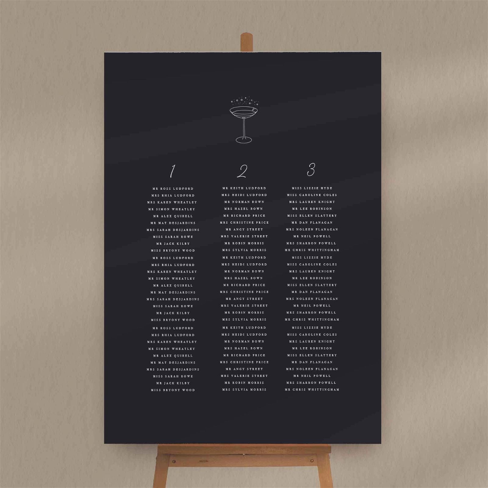 Skye | Champagne Seating Plan - Ivy and Gold Wedding Stationery
