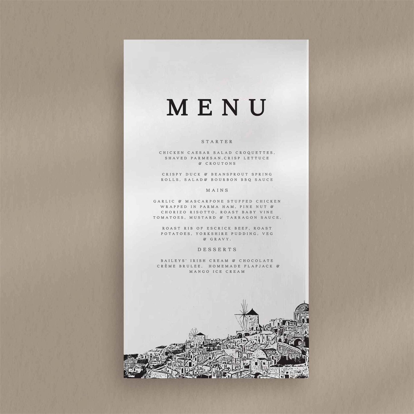 Sophia Menu - Ivy and Gold Wedding Stationery