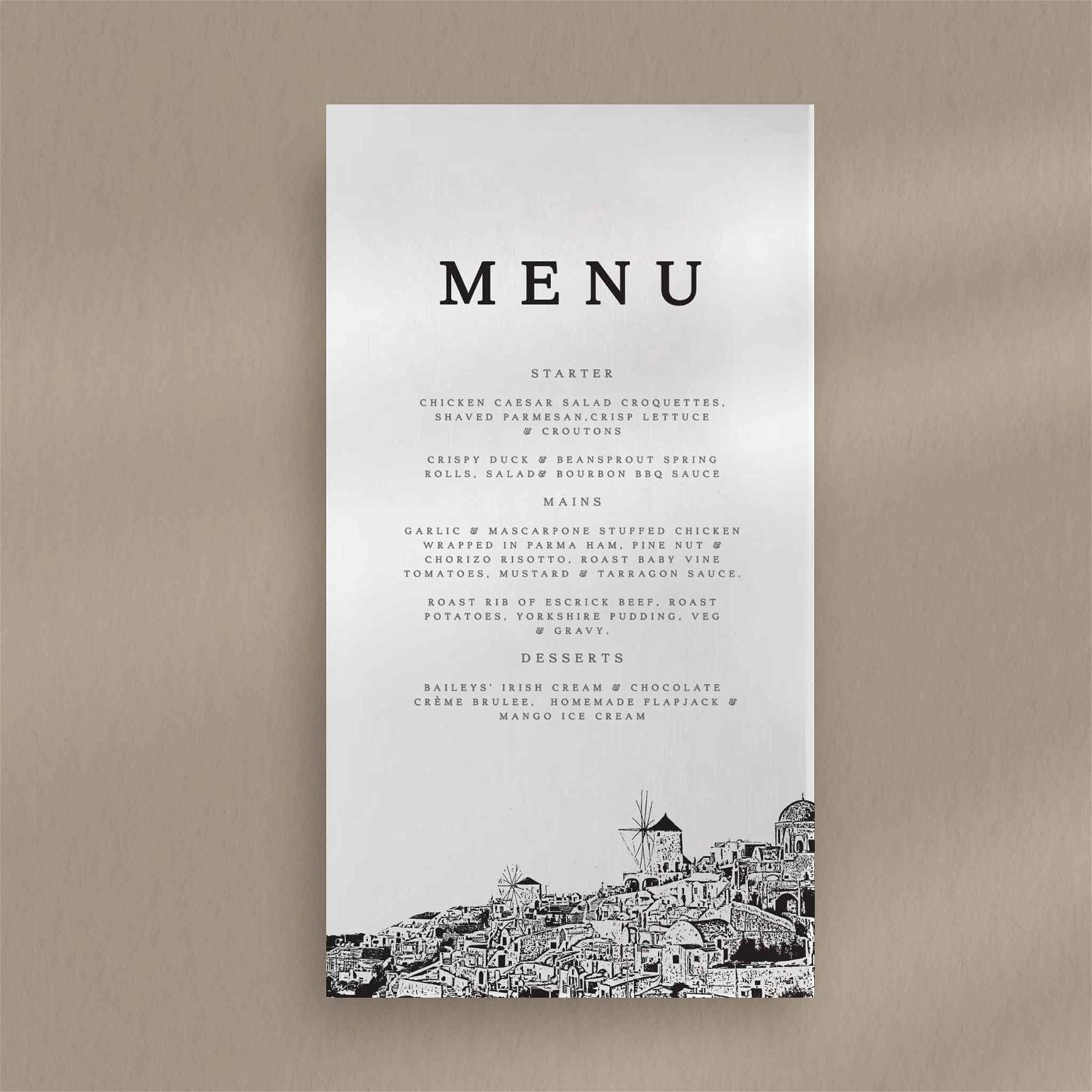 Sophia Menu - Ivy and Gold Wedding Stationery