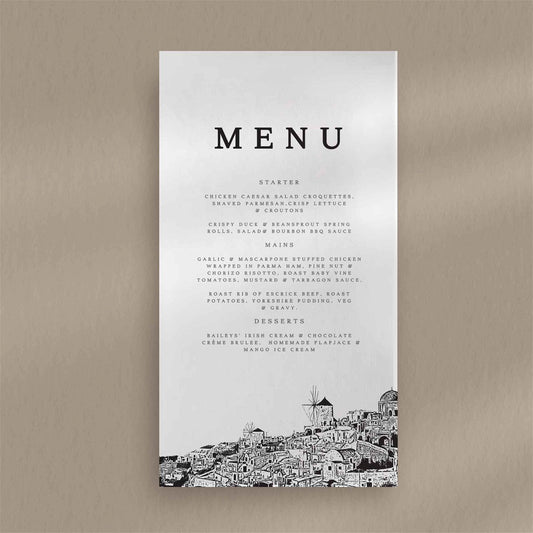 Sophia Menu - Ivy and Gold Wedding Stationery