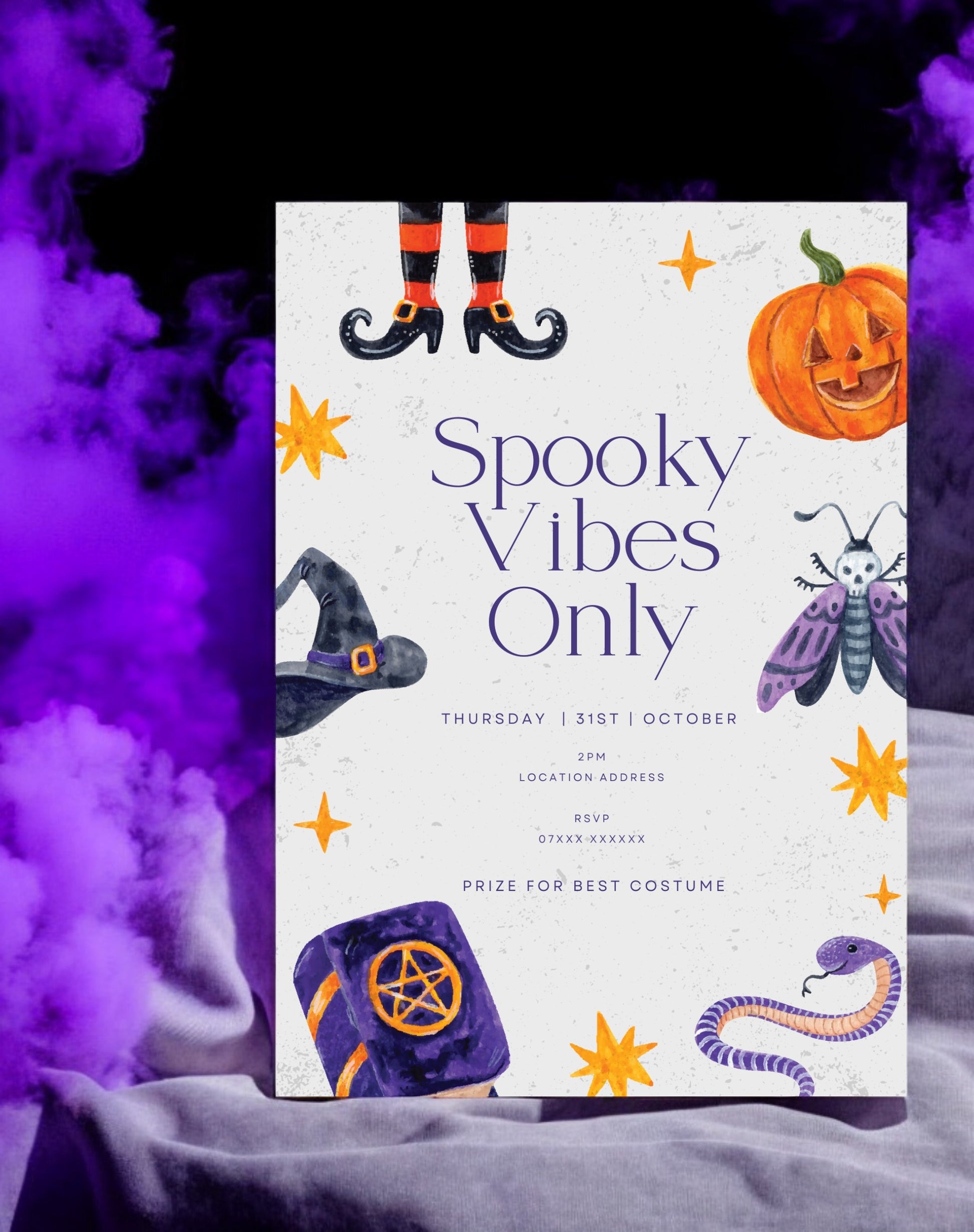 Spooky Vibes Halloween Party Digital Invitation Template - Ivy and Gold Wedding Stationery