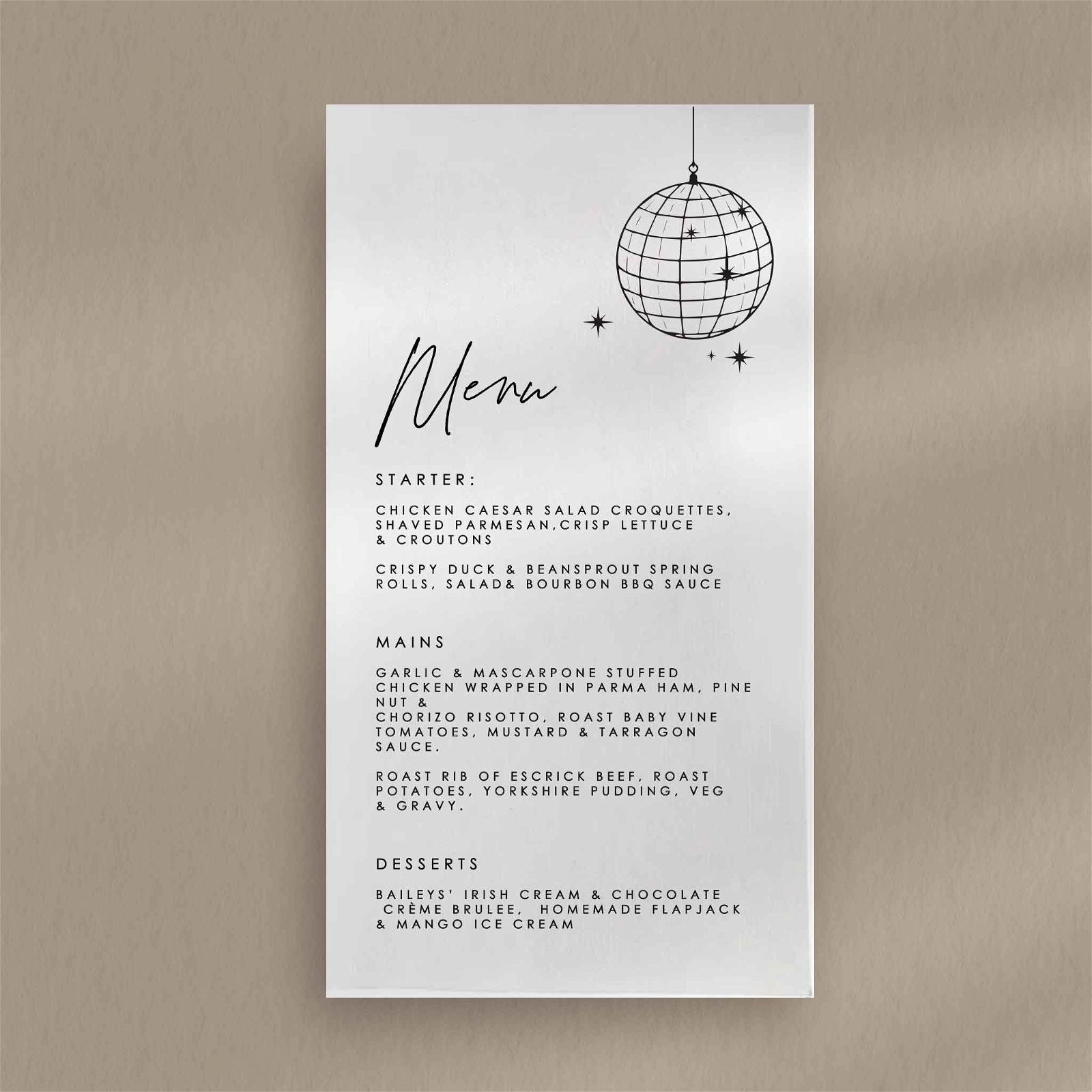 Tabitha Menu - Ivy and Gold Wedding Stationery