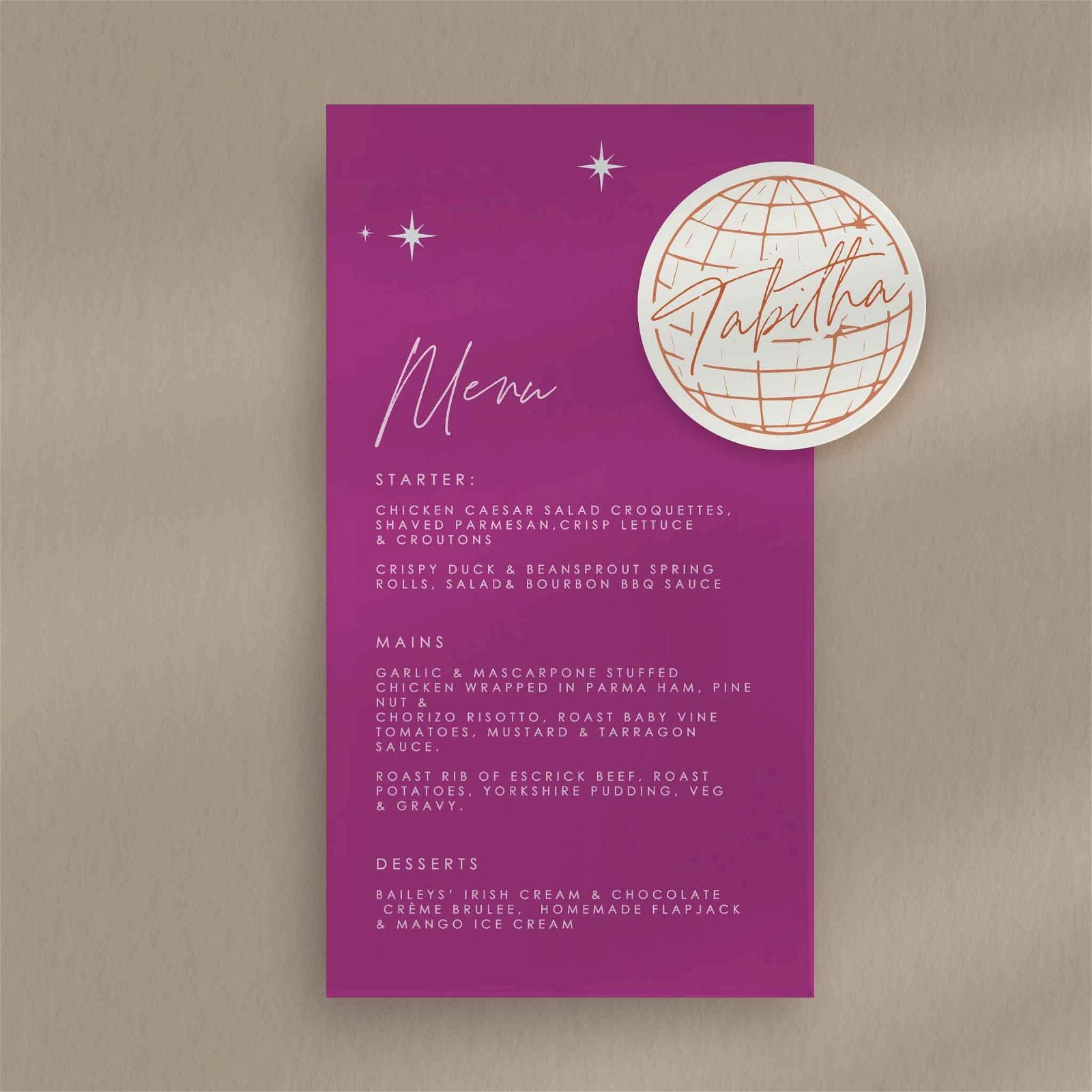 Tabitha Menu - Ivy and Gold Wedding Stationery