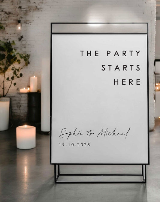 The Party Starts Here Sign - Ivy and Gold Wedding Stationery