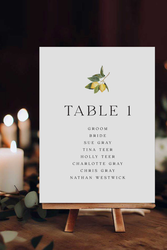 Thea | Sicilian Seating Plan Card - Ivy and Gold Wedding Stationery